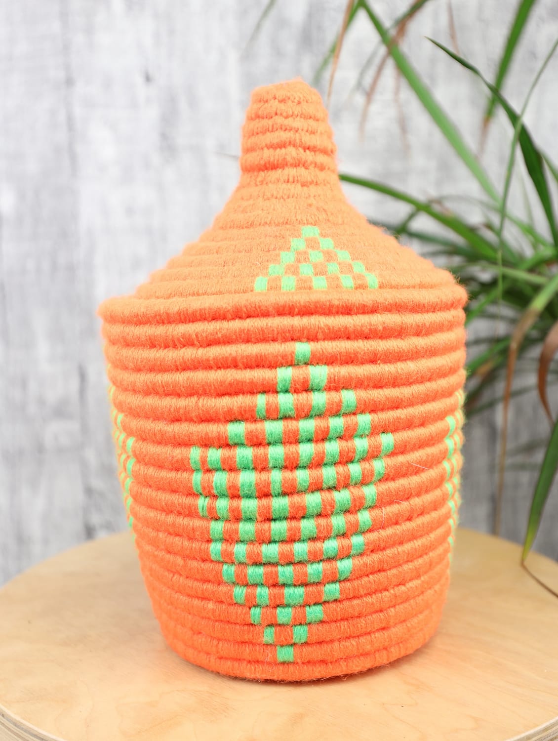 Orange African Basket, Storage Basket, Plant basket