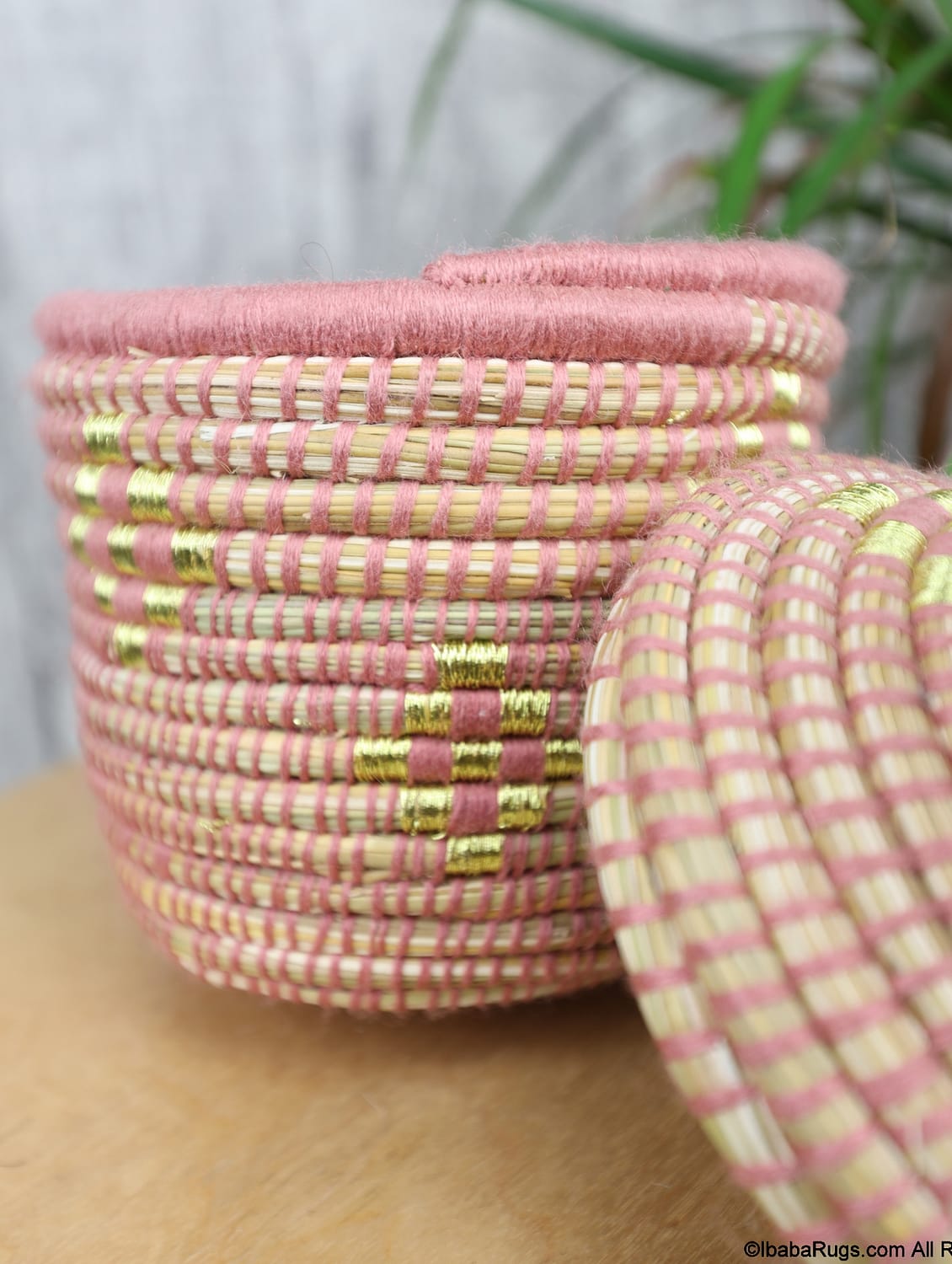 Pink African Basket, Storage Basket, Plant basket