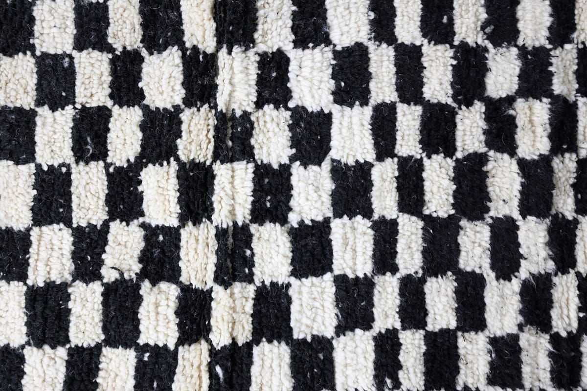 Wena-Shag Moroccan Rug-Checkered rug (5'1" x 8'5")