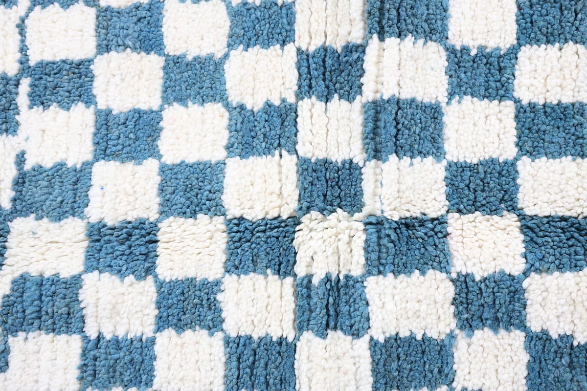 Megdada-Shag Moroccan Rug-Checkered rug (3'2" x 4'7")