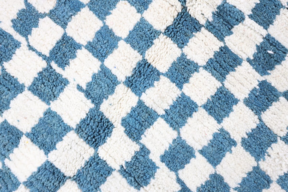 Megdada-Shag Moroccan Rug-Checkered rug (3'2" x 4'7")
