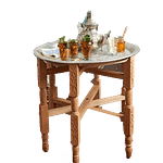 Natural bar stool in raw wood -Moroccan stool