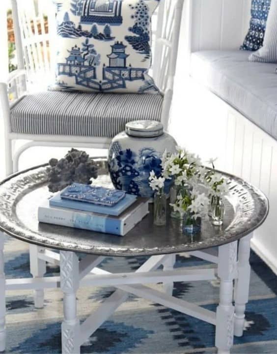 White Coffee table with Tray, Moroccan table
