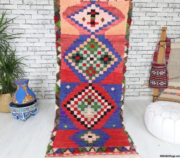 Tumart-Vintage Moroccan Rug- (6'5" x 2'8")