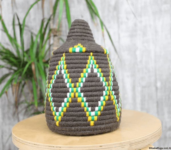 Gray African Basket, Storage Basket, Plant basket