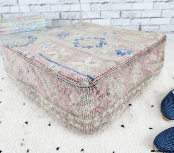 Floor Pouf, Moroccan Kilim Pouf, Vintage Pillow