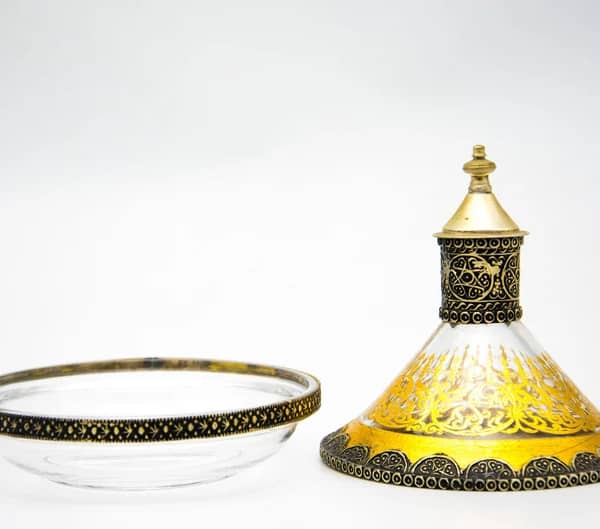 Moroccan Antique glass and metal bowl