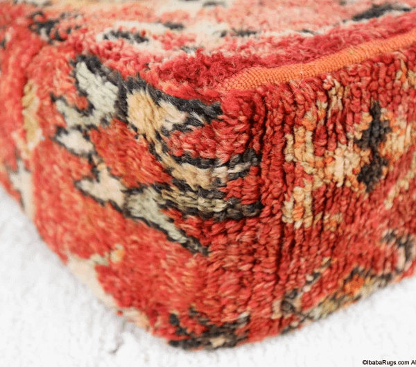 Moroccan Kilim Pouf, Floor Pouf, Vintage Pillow