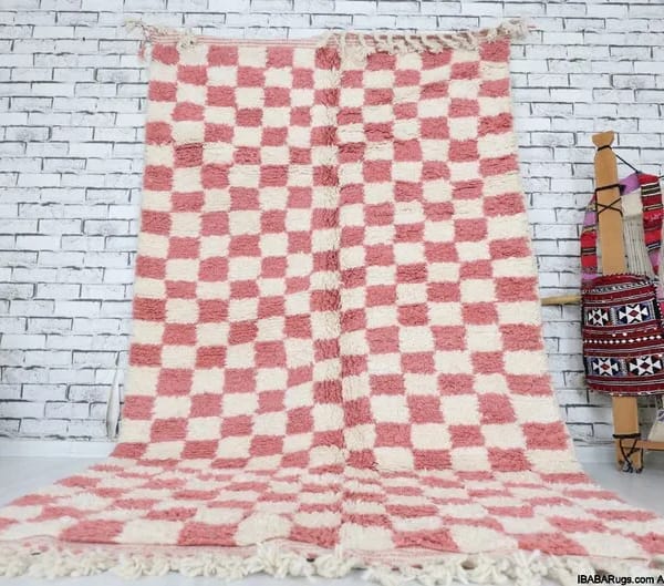 Segguma-Shag Moroccan Rug-Checkered rug (4'7" x 8'0")