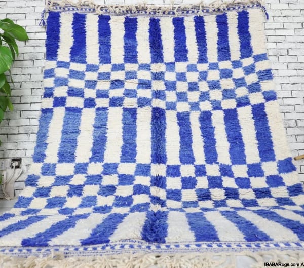 Tamenamt-Shag Moroccan Rug-Checkered (6'1" x 7'8")