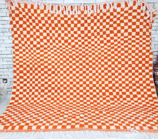 Tekya-Shag Moroccan Rug-Checkered rug (7'9" x 7'9")