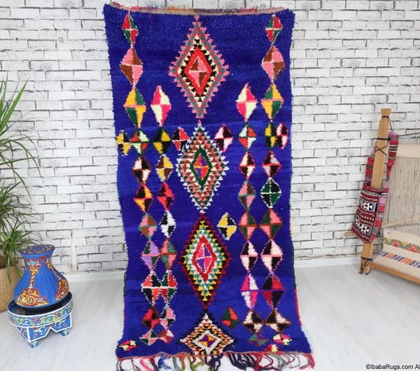 Tuda-Vintage Moroccan Rug- (3'6" x 7'1")