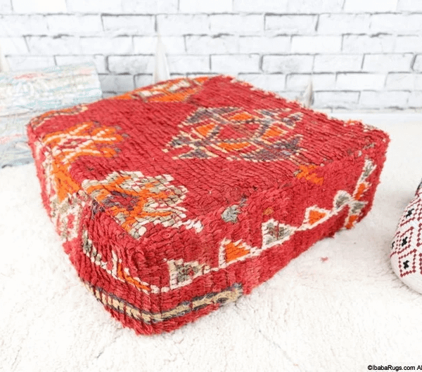 Moroccan Floor Pouf, Kilim Pouf, Vintage Pillow