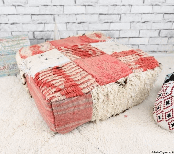 Kilim Pouf, Vintage Pillow, Moroccan Floor Pouf