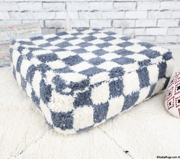 Moroccan Floor Pouf, Vintage Pillow, Kilim Pouf