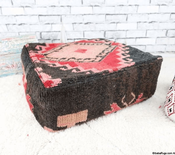 Moroccan Floor Pouf, Kilim Pouf, Vintage Pillow