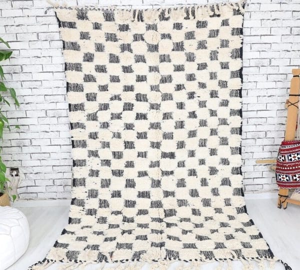 Azilal Rug-Moroccan Rug-Beni Ourain Rug 5,9 x 7,2 ft-Wool Berber Carpet-Handmade Ivory Azilal Teppich