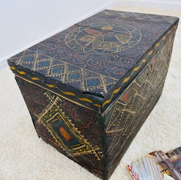 Moroccan Vintage Wooden Berber Storage Box