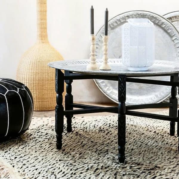Black Coffee table with Tray, Moroccan table