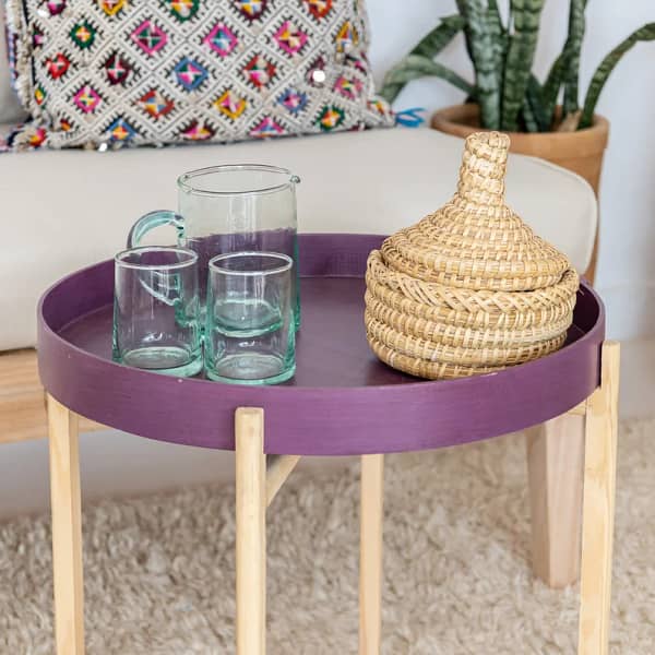 Purple Wooden coffee table- Moroccan table