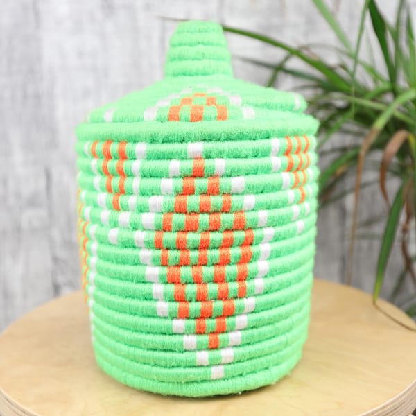 Green African Basket, Storage Basket, Plant basket