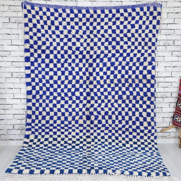 Nadra-Shag Moroccan Rug-Checkered rug (5'0" x 7'5")