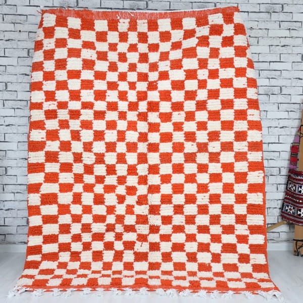 Yetto-Shag Moroccan Rug-Checkered rug (5'0" x 6'5")