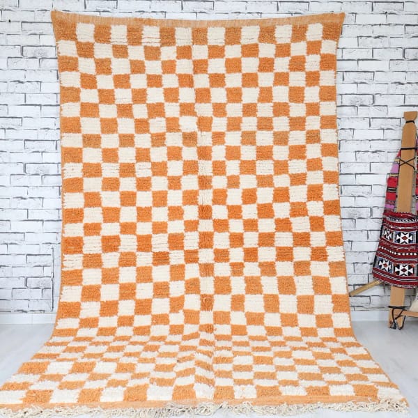 Zinna-Shag Moroccan Rug-Checkered rug (5'0" x 8'5")