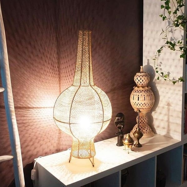 Handmade Moroccan raffia lamp, bohemain style
