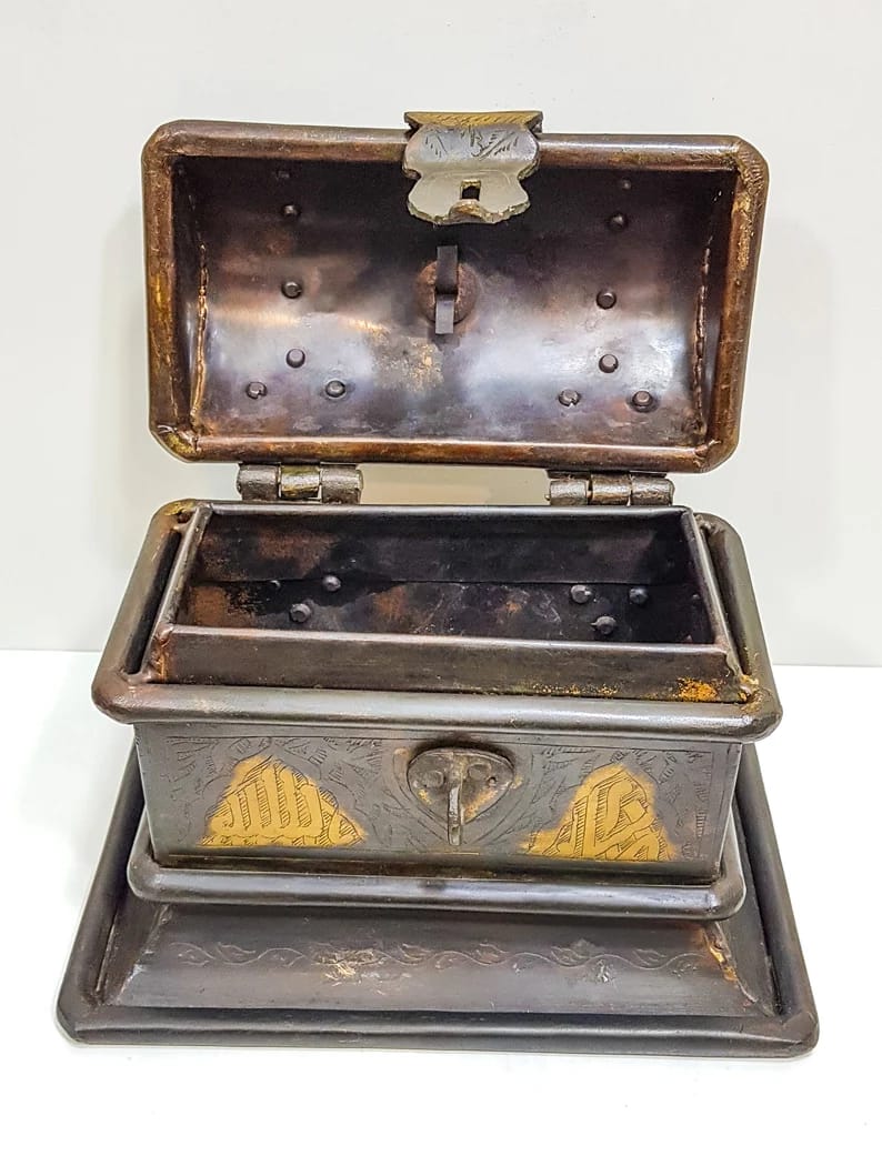 Jewelry Box Oriental Vintage Brass Treasure