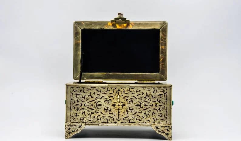 Vintage Moroccan Jewelry Box Made From Copper