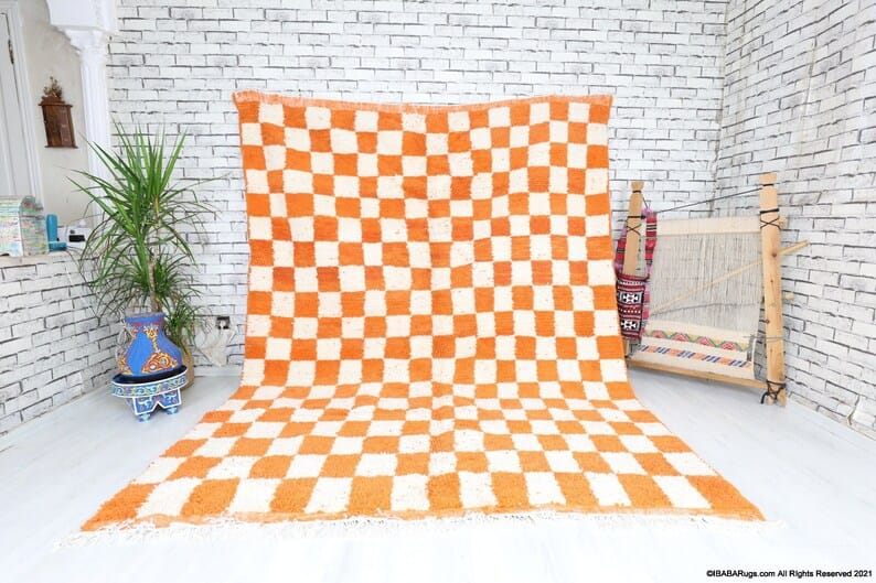 Louiza-Shag Moroccan Rug-Checkered rug (7'2" x 9'5")
