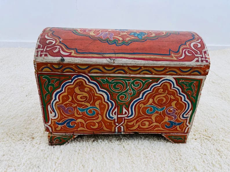 Vintage Moroccan Wooden Trunk Treasure